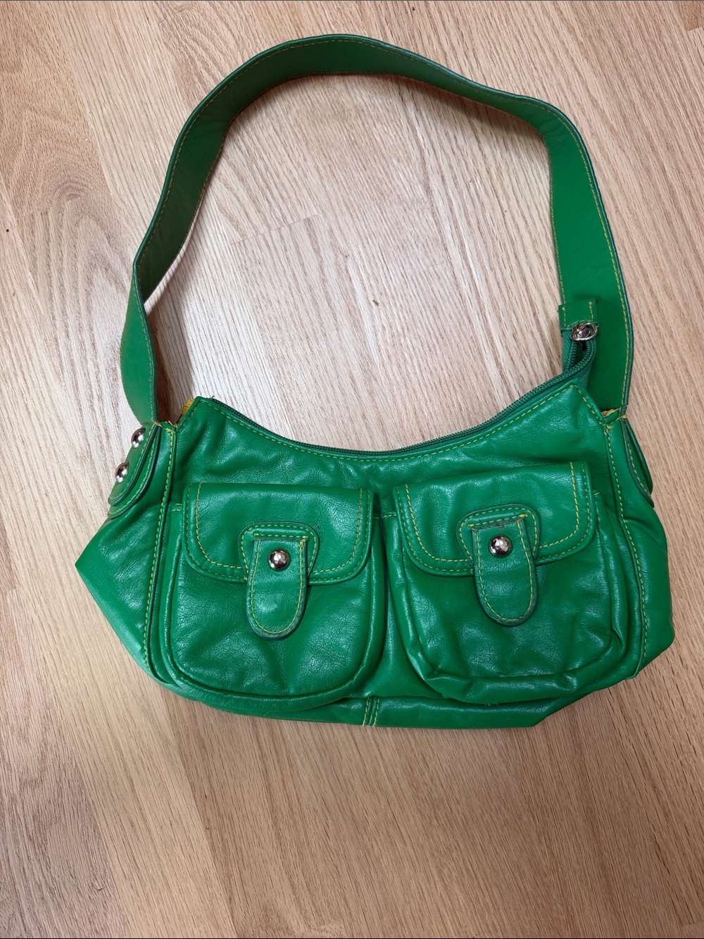 Green Faux-Leather Shoulder Bag